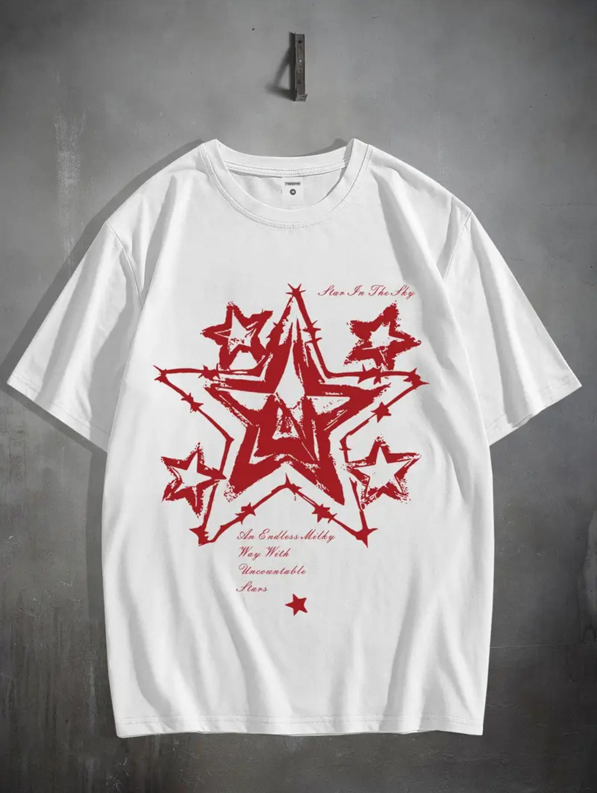 Star Baskılı Unisex Oversize T-shirt