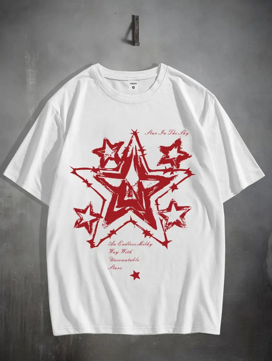 Star Baskılı Unisex Oversize T-shirt