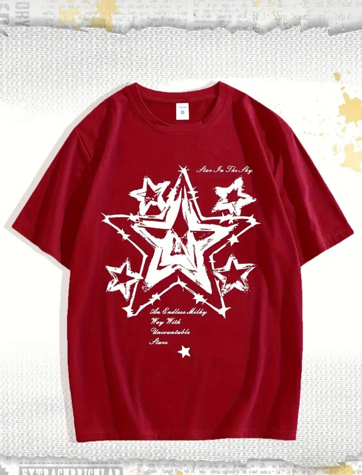 Star Baskılı Unisex Oversize T-shirt