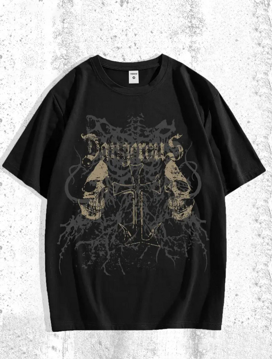 Gothic Baskılı Unisex Oversize T-shirt
