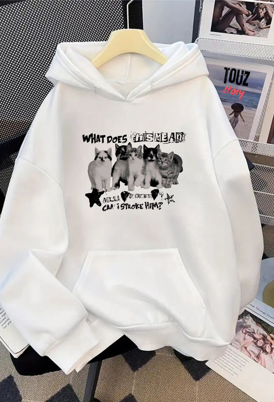 What Does Cat Detail Baskılı Kapşonlu Sweatshirt