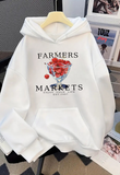 Farmers Markets Detail Baskılı Kapşonlu Sweatshirt