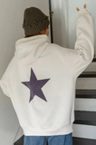 Y2K Star Detail Baskılı Kapşonlu Sweatshirt