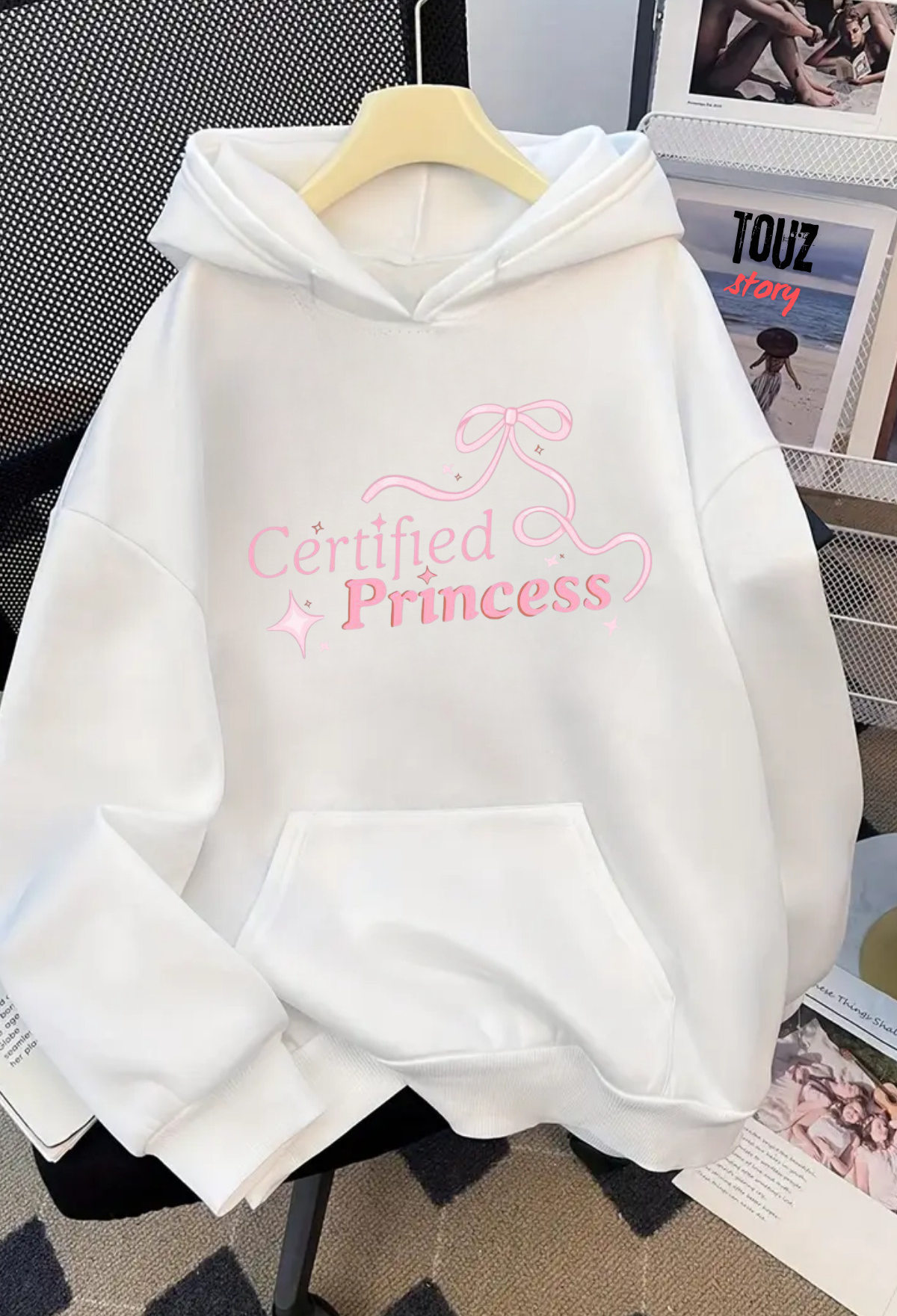 Y2K Princess Detail Baskılı Kapşonlu Sweatshirt