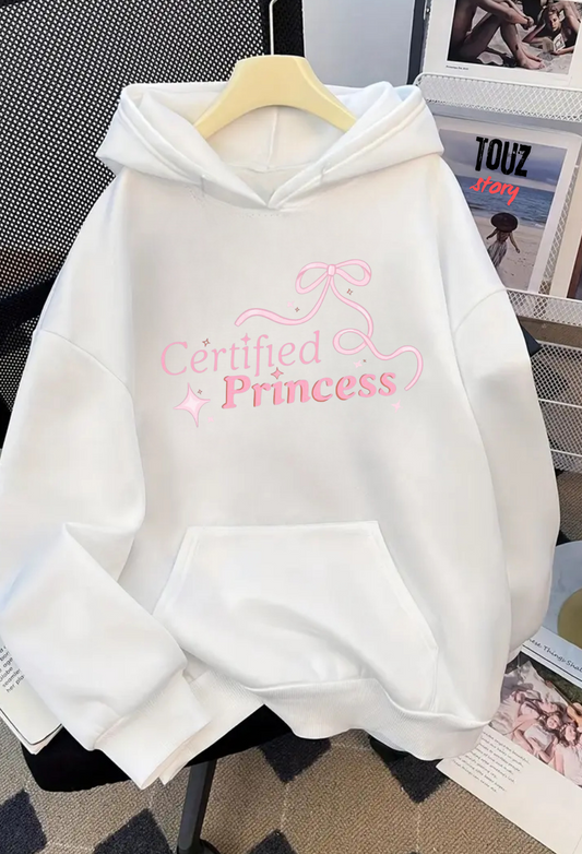 Y2K Princess Detail Baskılı Kapşonlu Sweatshirt