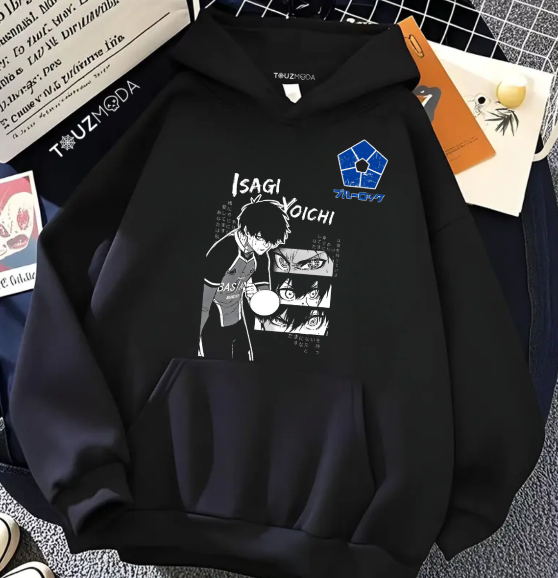 Isagi Yoichi Detail Baskılı Kapşonlu Sweatshirt