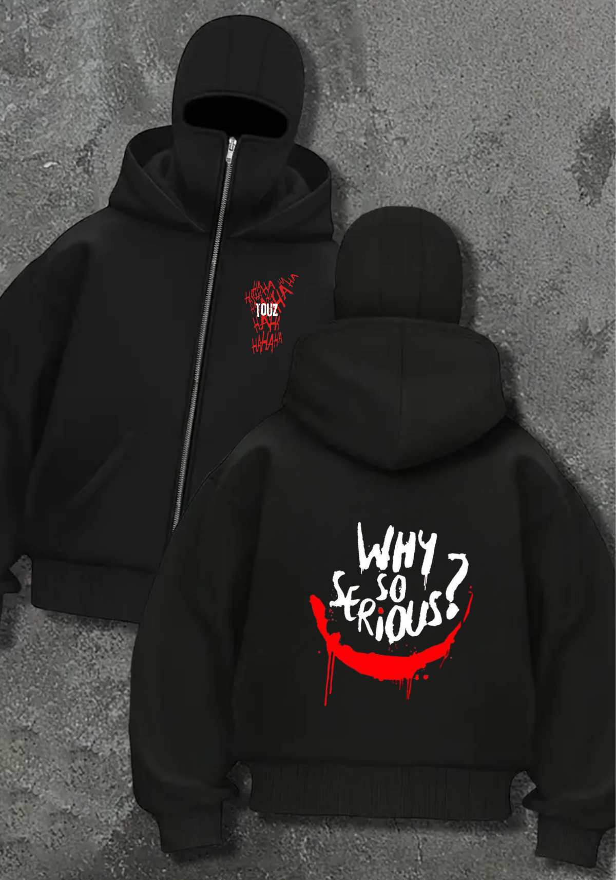 Why So Oversize Fermuarlı Siyah Unisex Kapüşonlu Hırka
