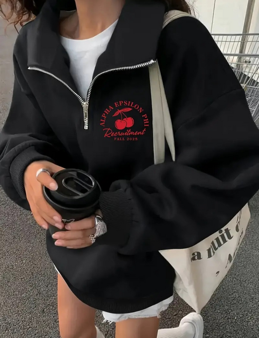 Yarım Fermuarlı Kalın 3 iplik Baskılı Sweet