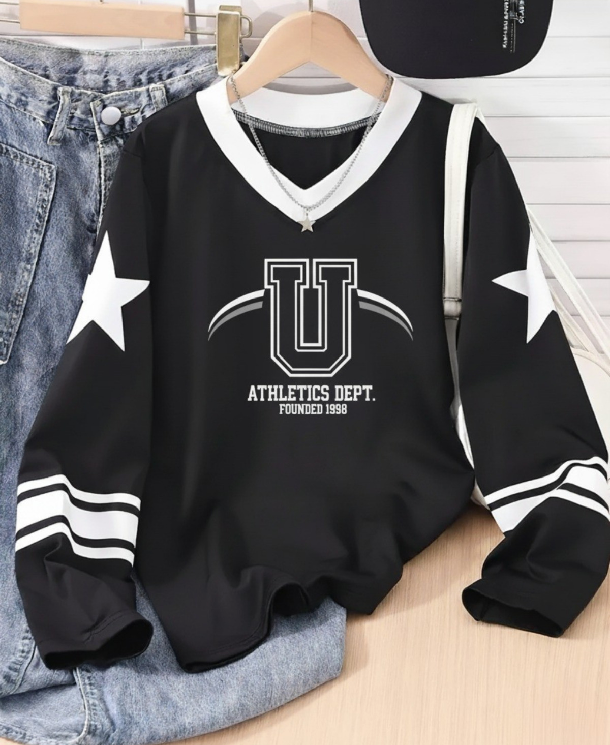 Touz Design Unisex Oversize V Yaka Sweatshirt