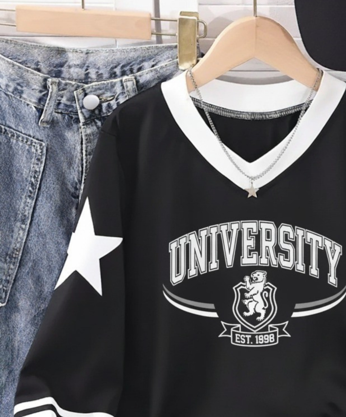 University Design Unisex Oversize V Yaka Sweatshirt