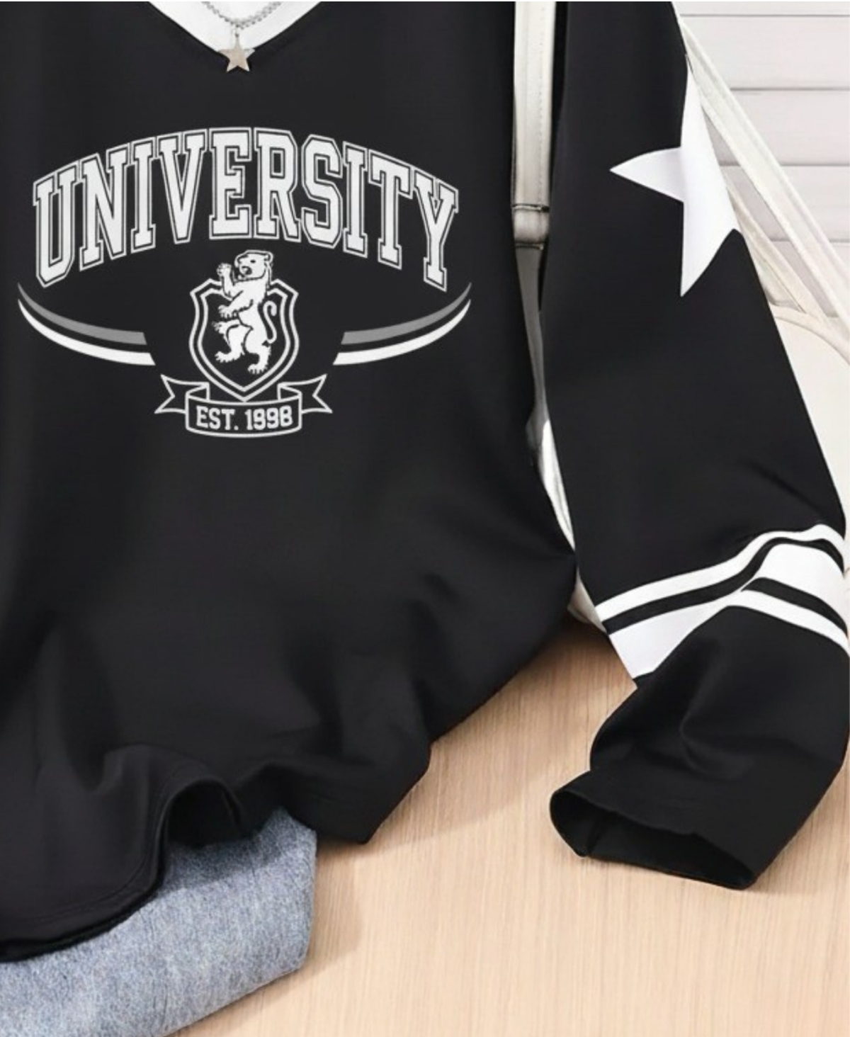 University Design Unisex Oversize V Yaka Sweatshirt