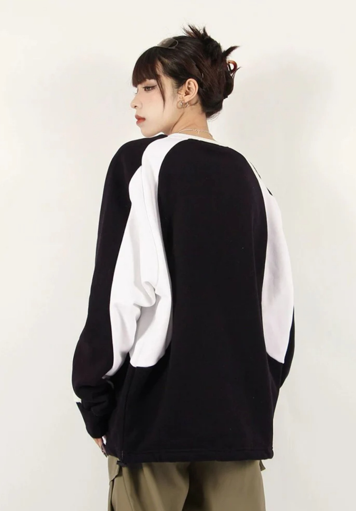 Y2K Streetwear TouzWear Baskılı Siyah Unisex Oversize Bisiklet Yaka Sweatshirt