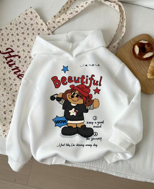 Young Cute Animal 3 iplik Kalın Sweet Hoodie