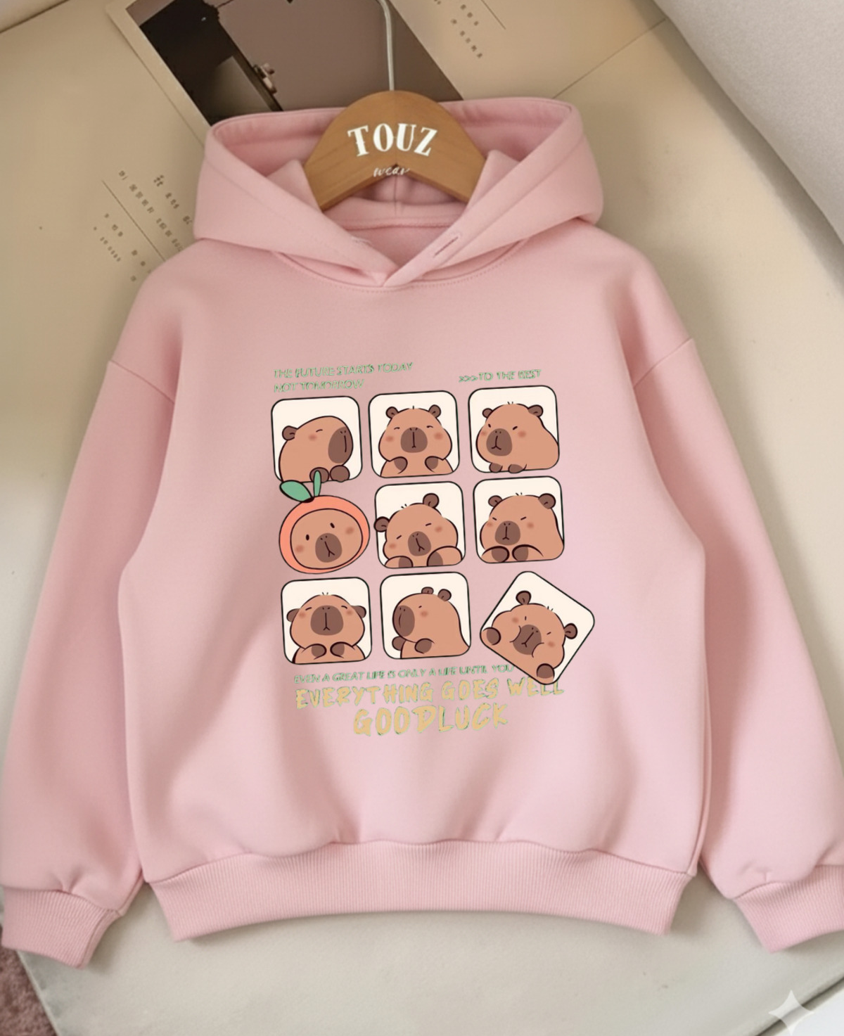 Young Capibara iplik Kalın Sweet Hoodie