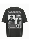 Bad Bunny Baskılı Yıkamalı Oversize T-Shirt