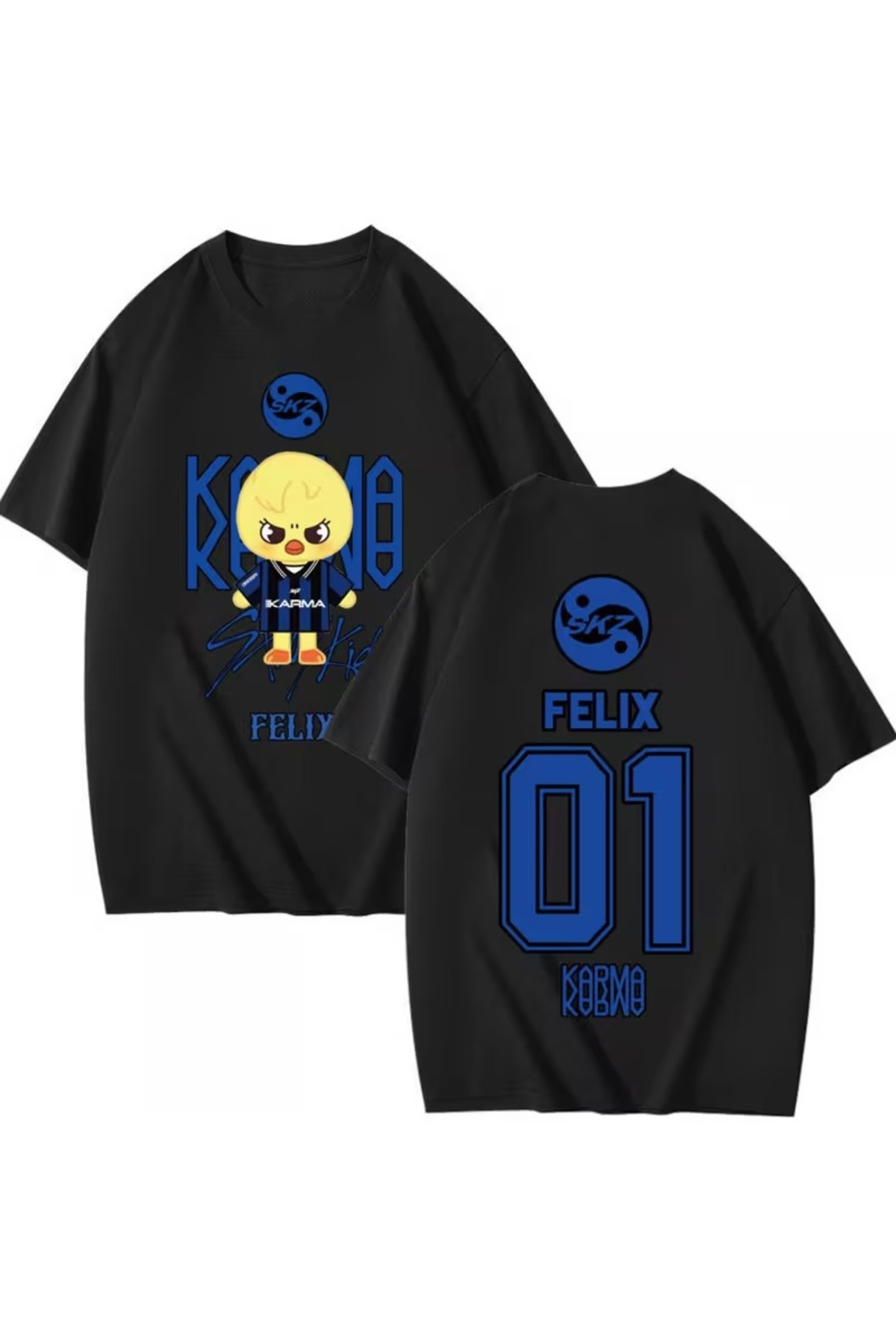 K-POP 01 Felix Stray Kids Karma Baskılı Unisex Oversize T-Shirt