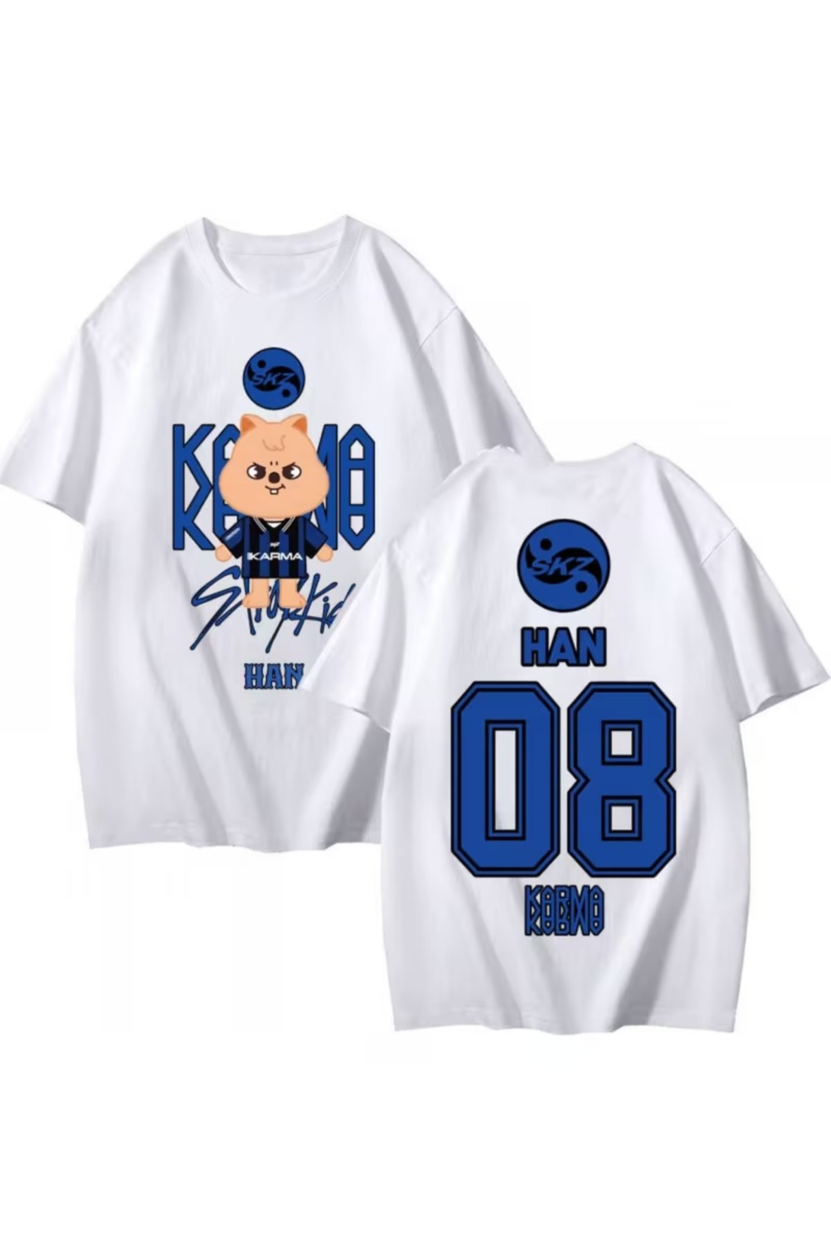 K-POP 08 Han Stray Kids Karma Baskılı Unisex Oversize T-Shirt