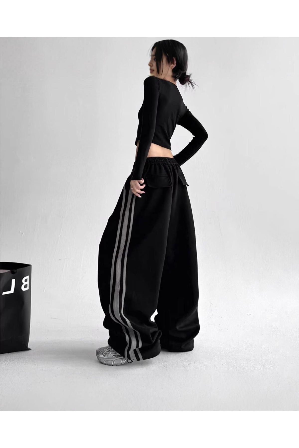 Street Flow Urban Çizgili Oversize Baggy Eşofman Altı