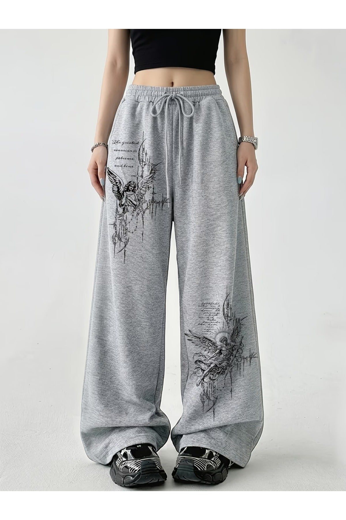 Gothic Baskılı Oversize Baggy Unisex Eşofman Altı