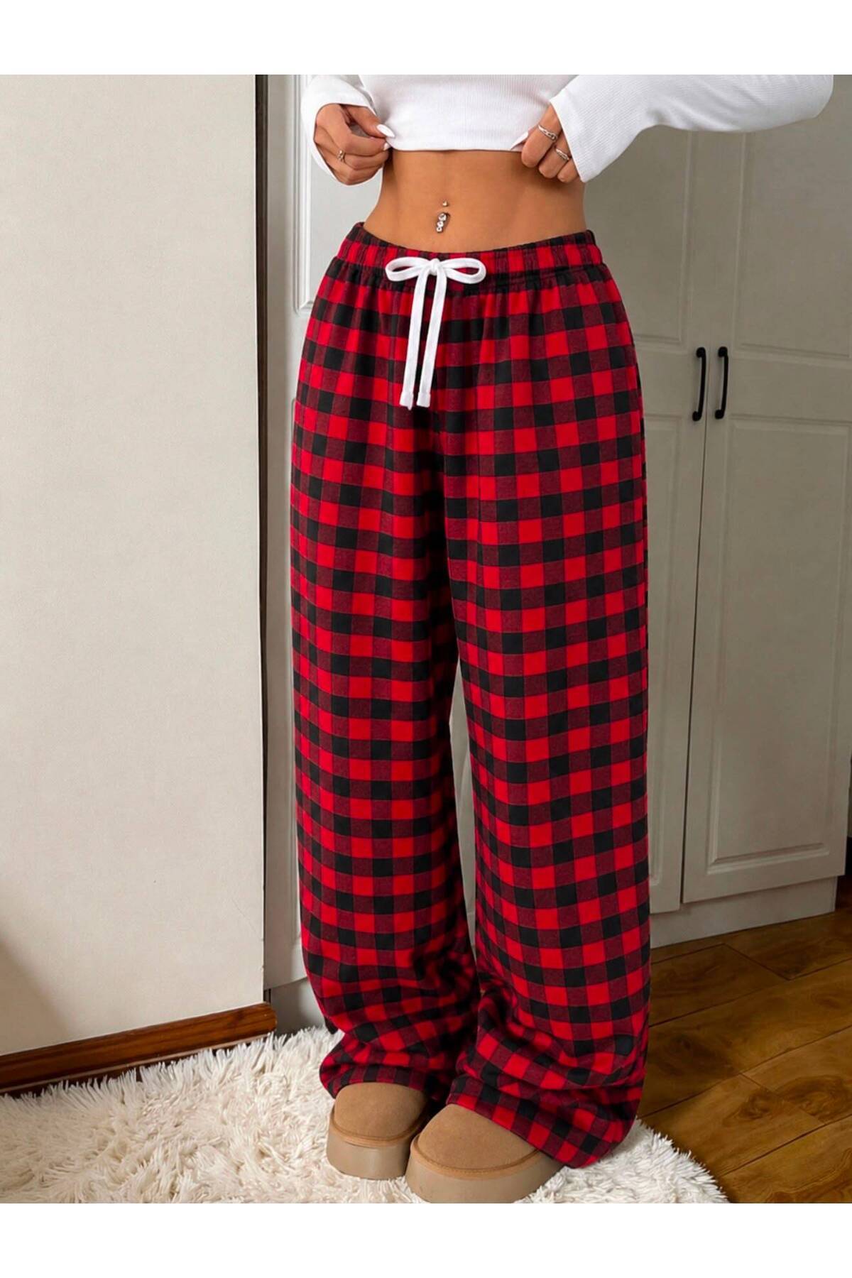 Ekose Oversize Baggy Eşofman Altı