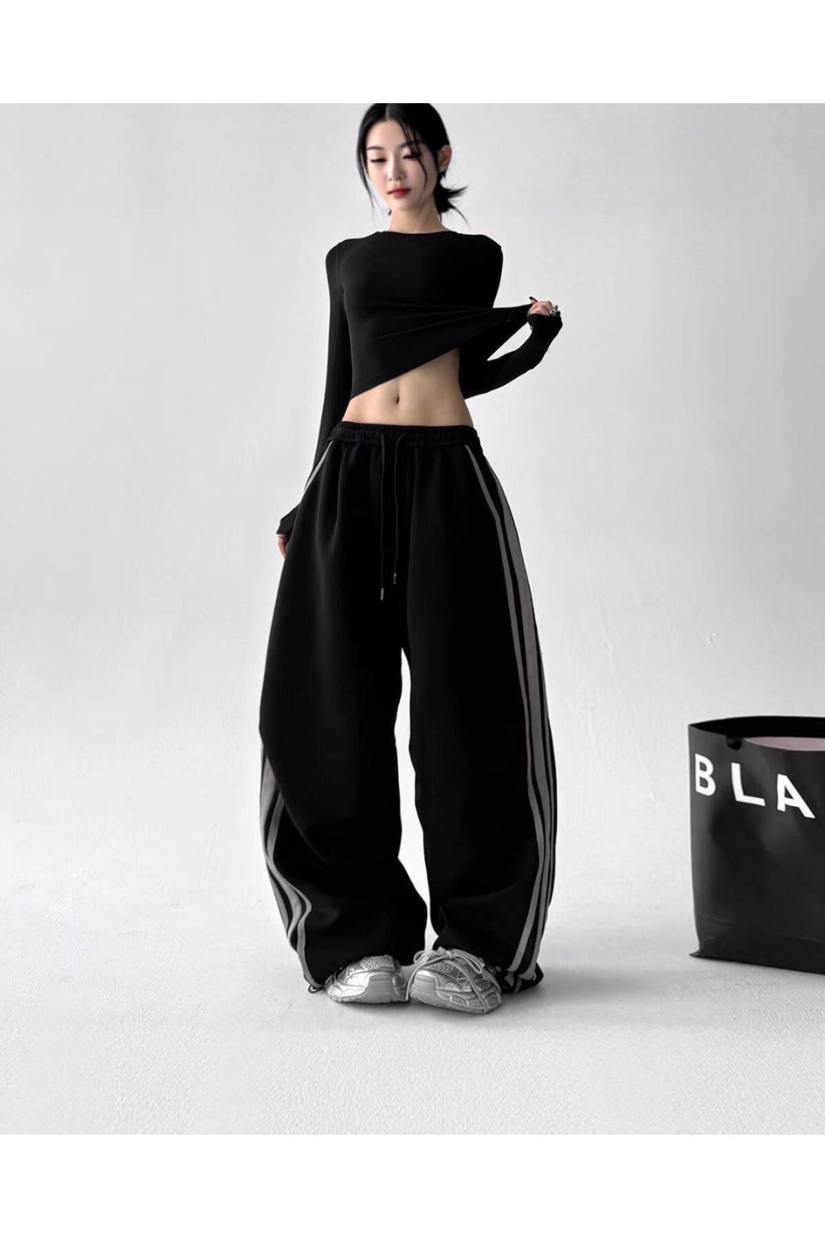 Street Flow Urban Çizgili Oversize Baggy Eşofman Altı