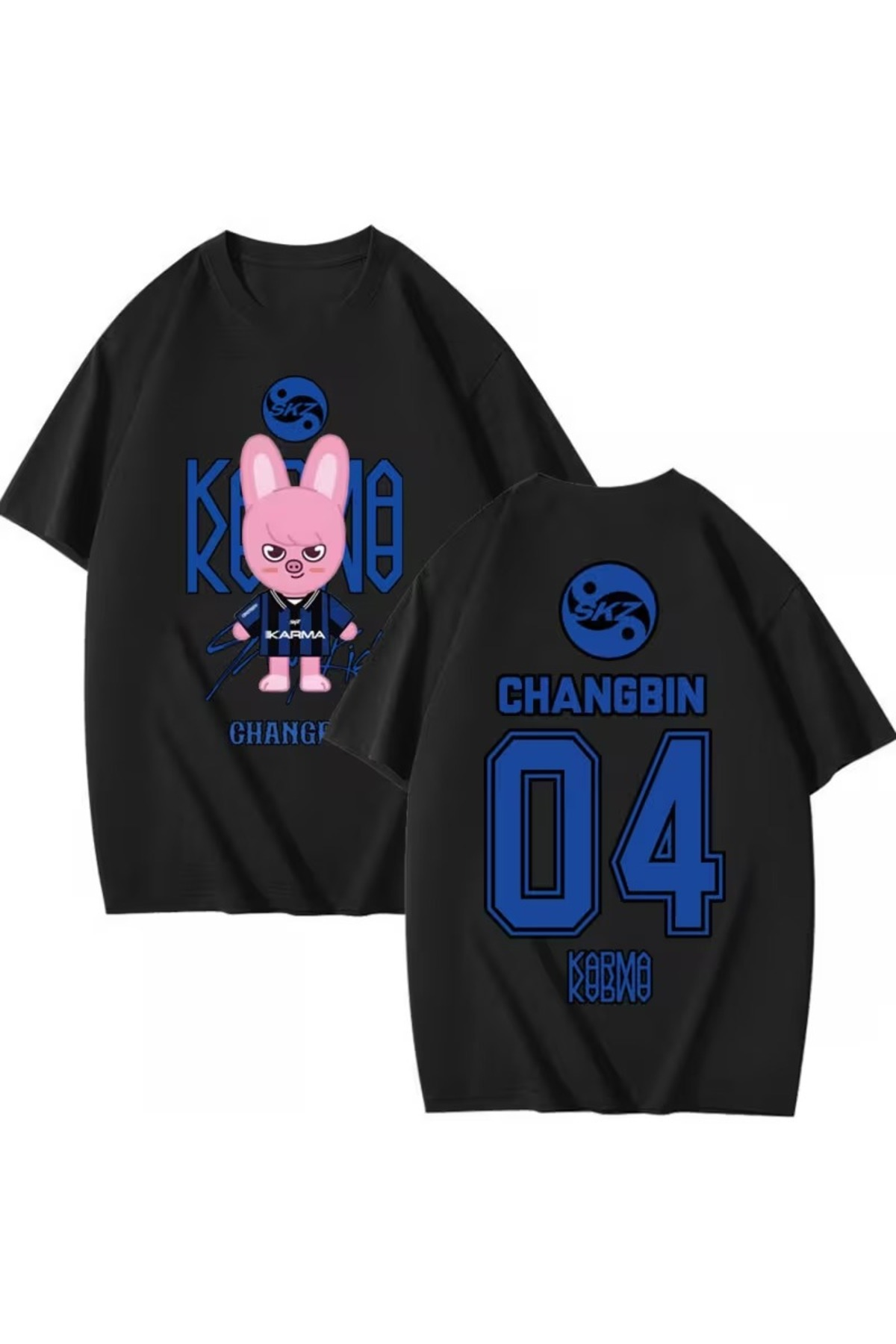 K-POP 04 Changbin Stray Kids Karma Baskılı Unisex Oversize T-Shirt