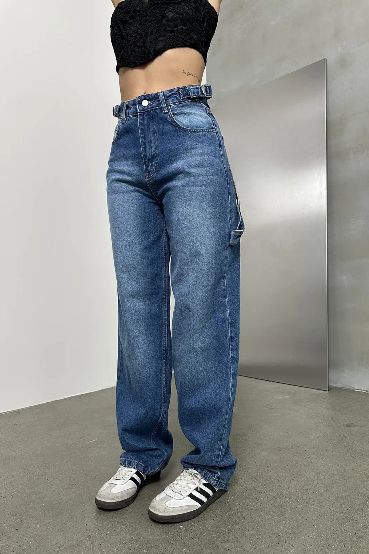 Y2K Streetwear Detail Jean Pantolon