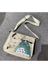 Totoro Kanvas Unisex Bej Postacı Çantası