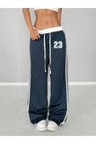 23 Number Oversize Bel İp Detaylı Lacivert Baggy Eşofman Altı