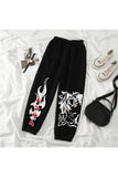 Harajuku Anime Boy Baskılı Oversize Unisex Siyah Eşofman Altı