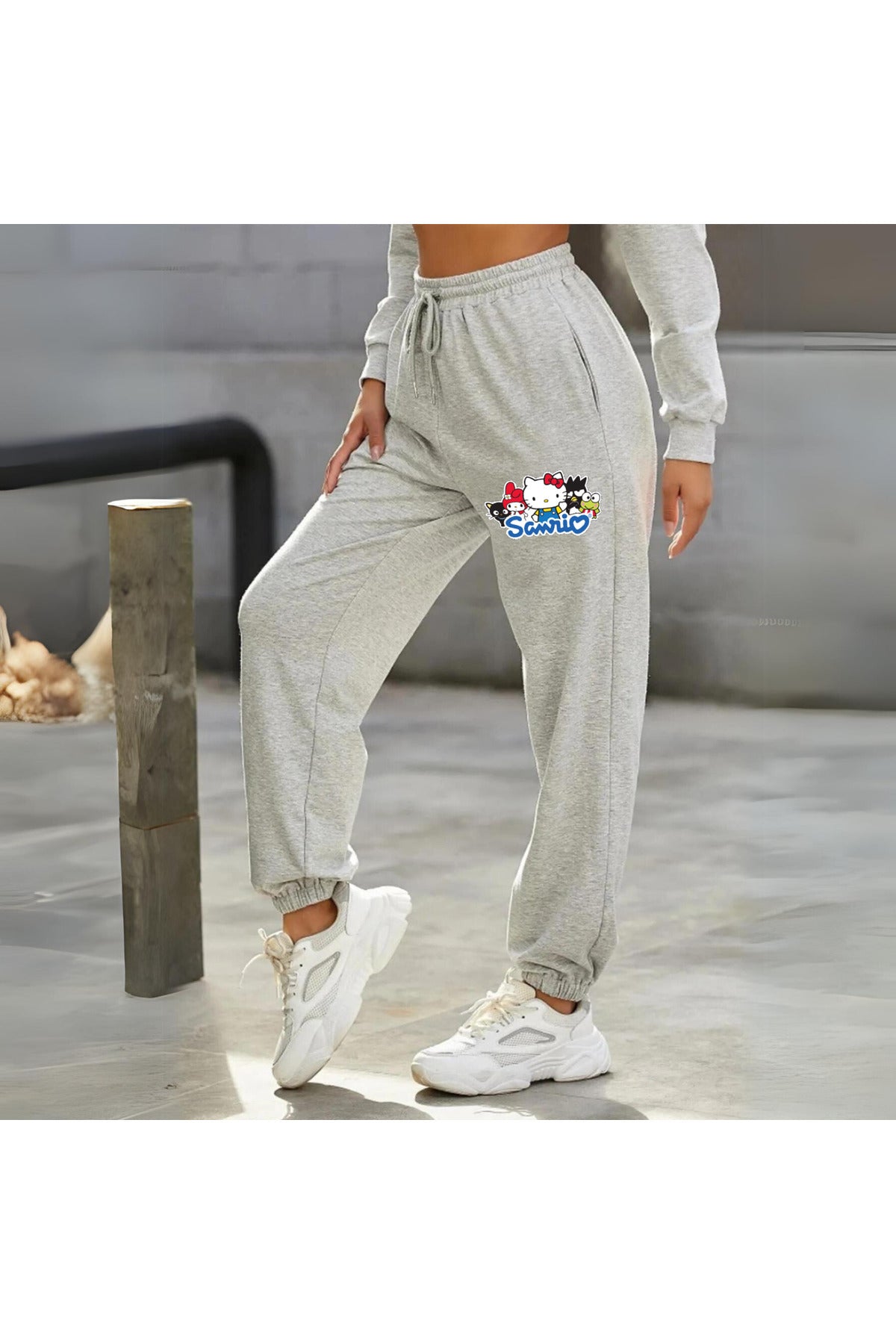 Sanrio Baskılı Unisex Gri Eşofman Altı