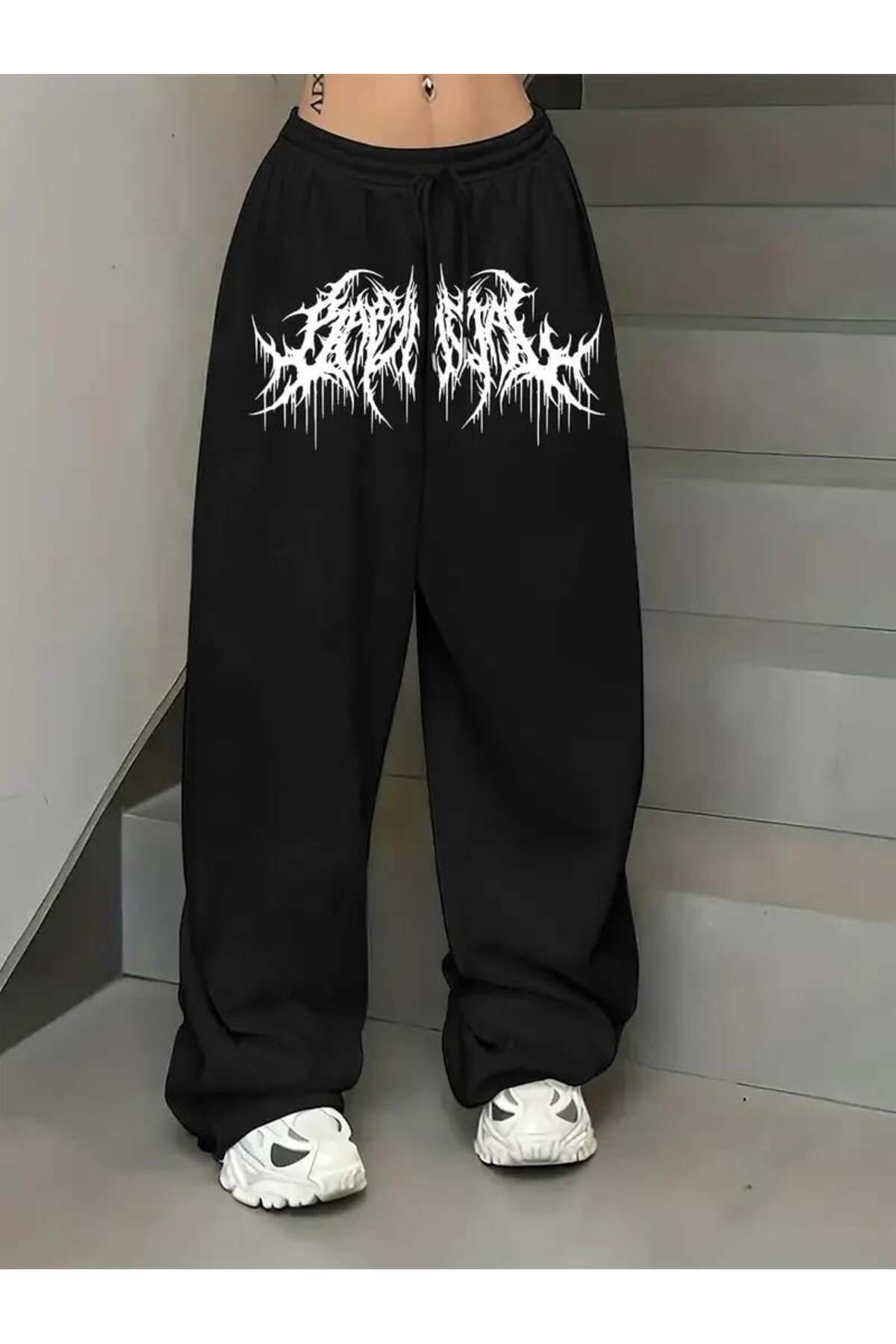 Sokak Tarzı Gothic Baskılı Unisex Baggy Eşofman