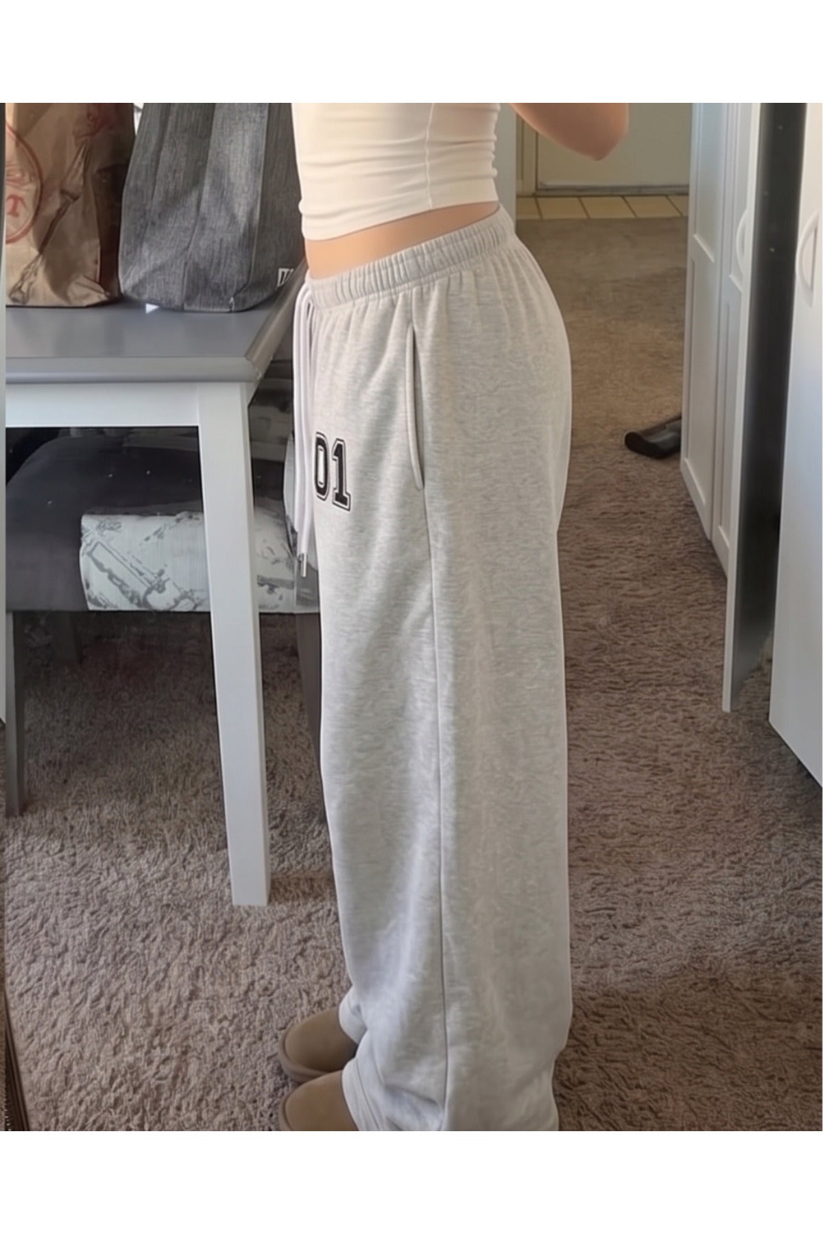 01 Number Baskılı Oversize Baggy Eşofman Altı