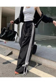 Kurdele Detail Çizgili Oversize Unisex Eşofman Altı