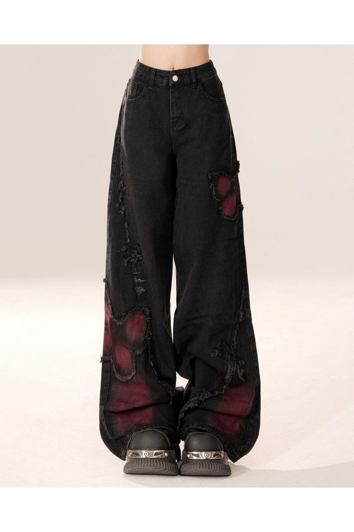 Butterfly Streetwear Baggy Black Jean's Pantolon - Siyah