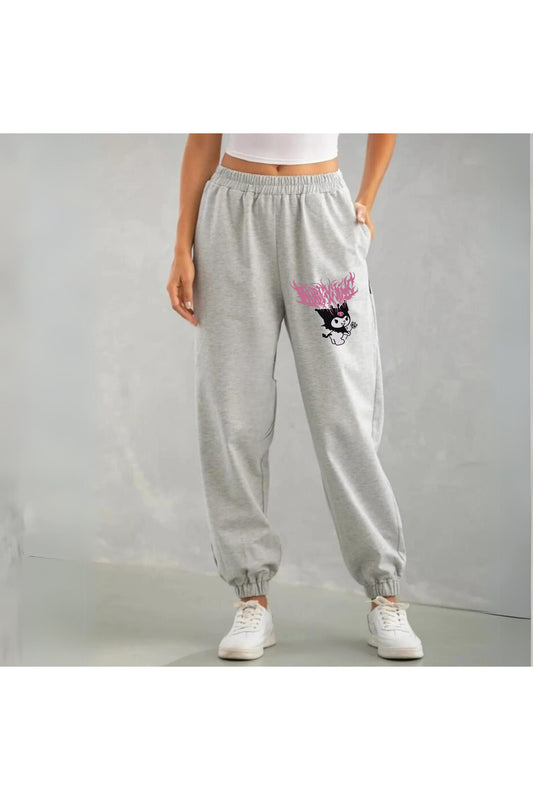 Kuromi Baskılı Unisex Gri Eşofman Altı