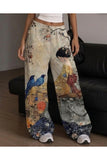 Japon Geisha & Bird Printed Unisex Baggy Eşofman