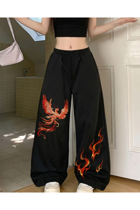 Anka Kuşu Baskılı Oversize Baggy Unisex Eşofman Altı