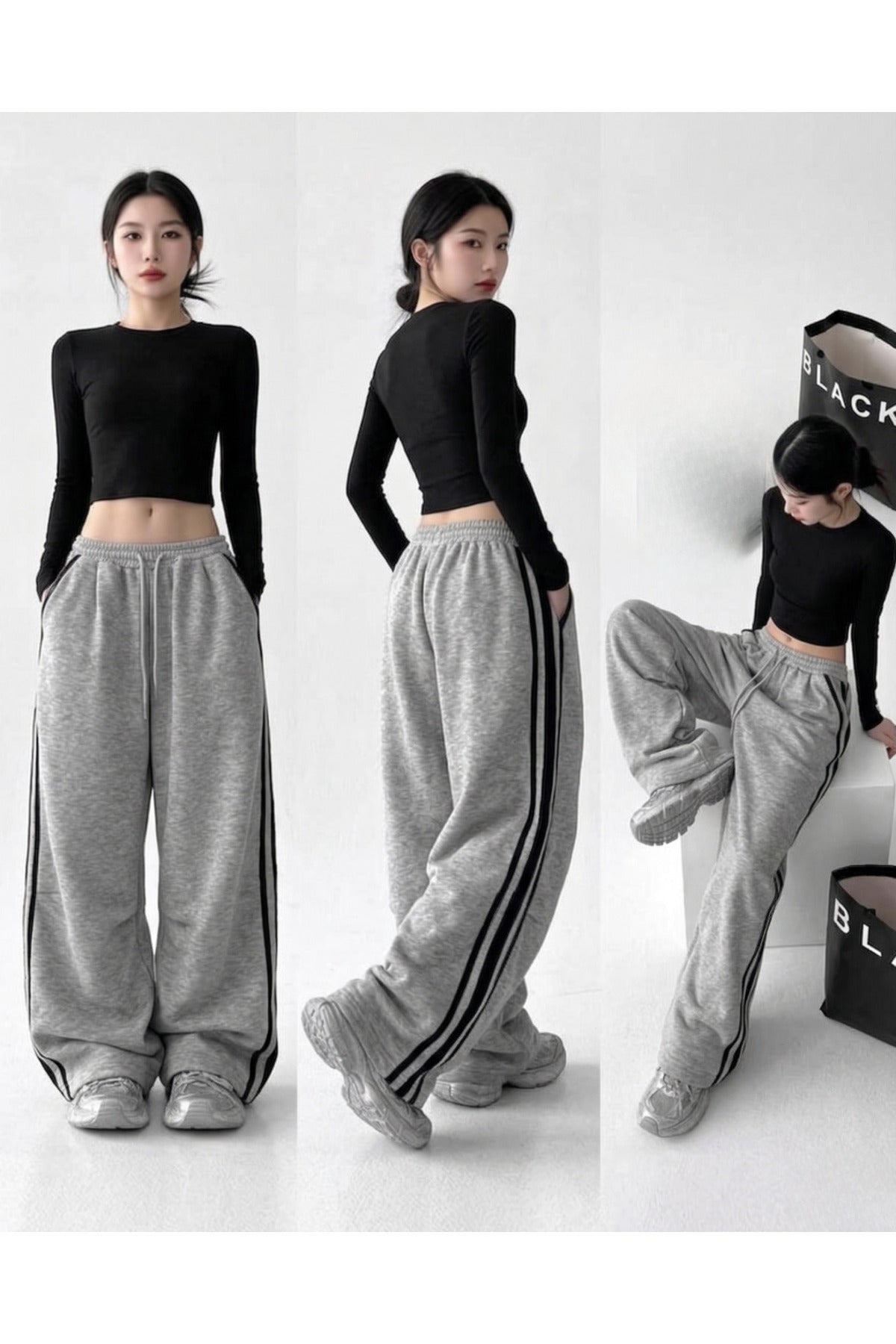 Street Flow Urban Çizgili Oversize Baggy Eşofman Altı