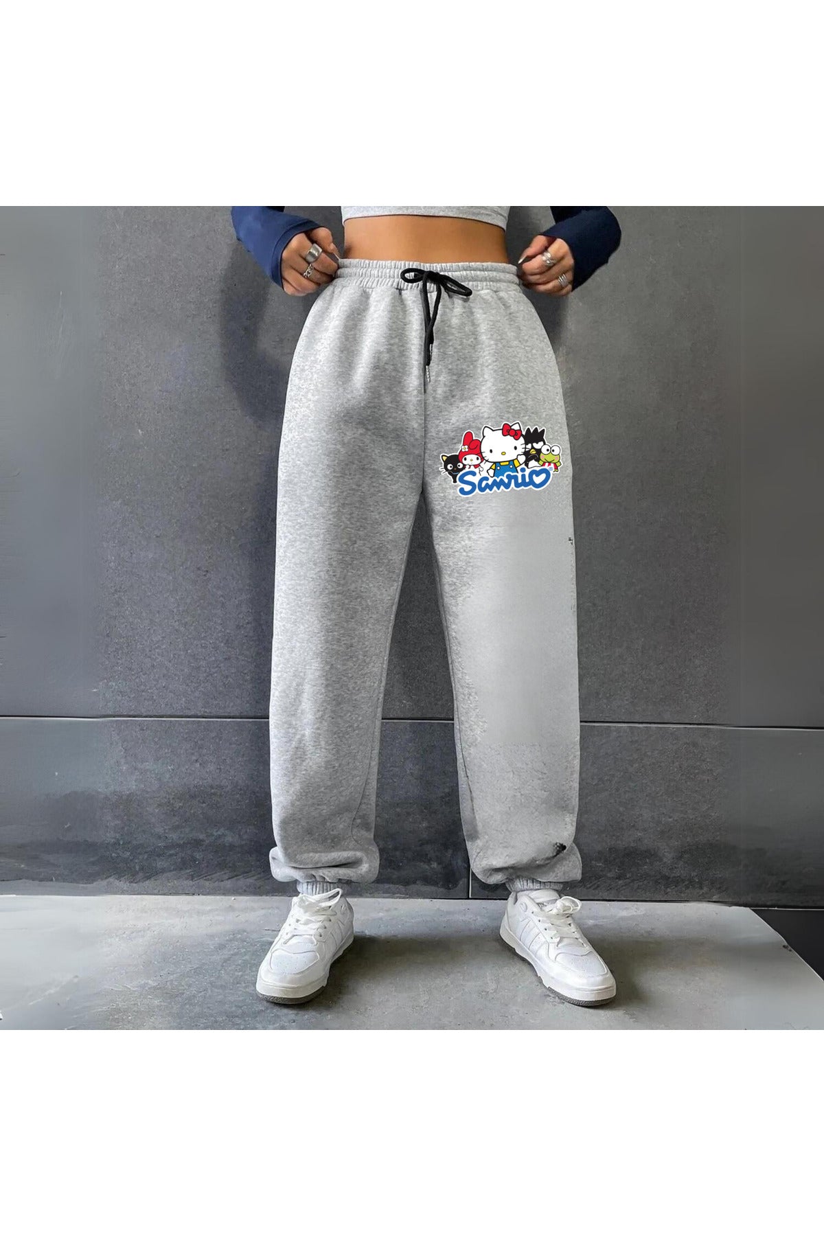 Sanrio Baskılı Unisex Gri Eşofman Altı