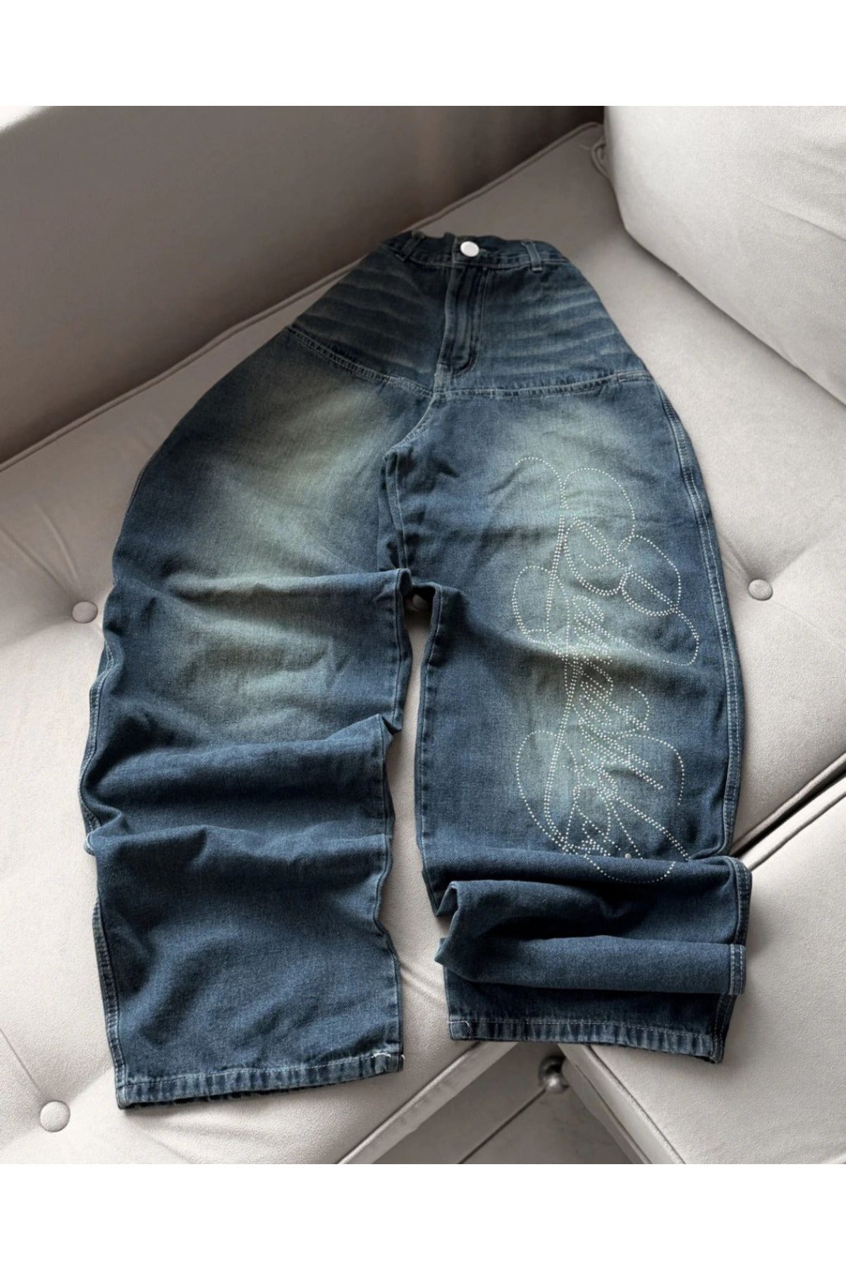 Angel Baby Parlak Taşlı Unisex Baggy Pantolon