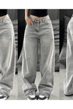 Y2K Streetwear Detail Gri Jean Pantolon