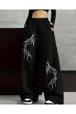 Gothic Detail Baskılı Oversize Baggy Eşofman Altı
