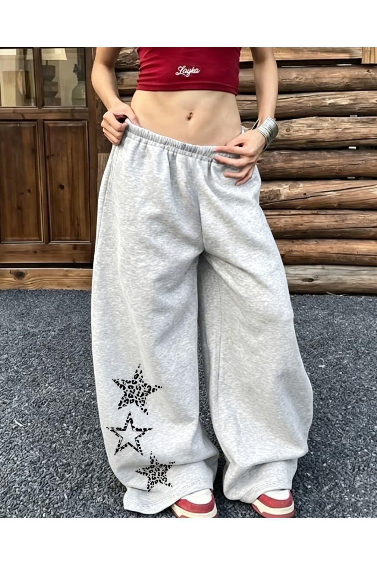 Star Baskılı Oversize Baggy Unisex Eşofman Altı