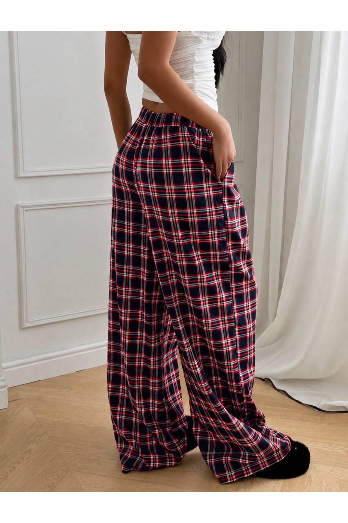 Ekose Oversize Baggy Eşofman Altı