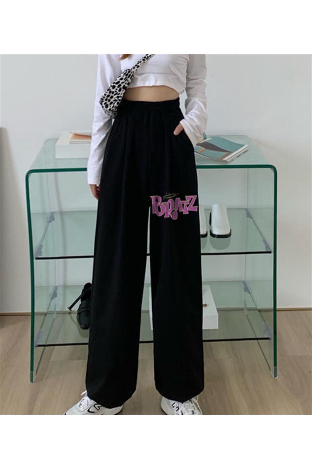 Küt Küt Pochita Baskılı Oversize Unisex Siyah Eşofman Altı