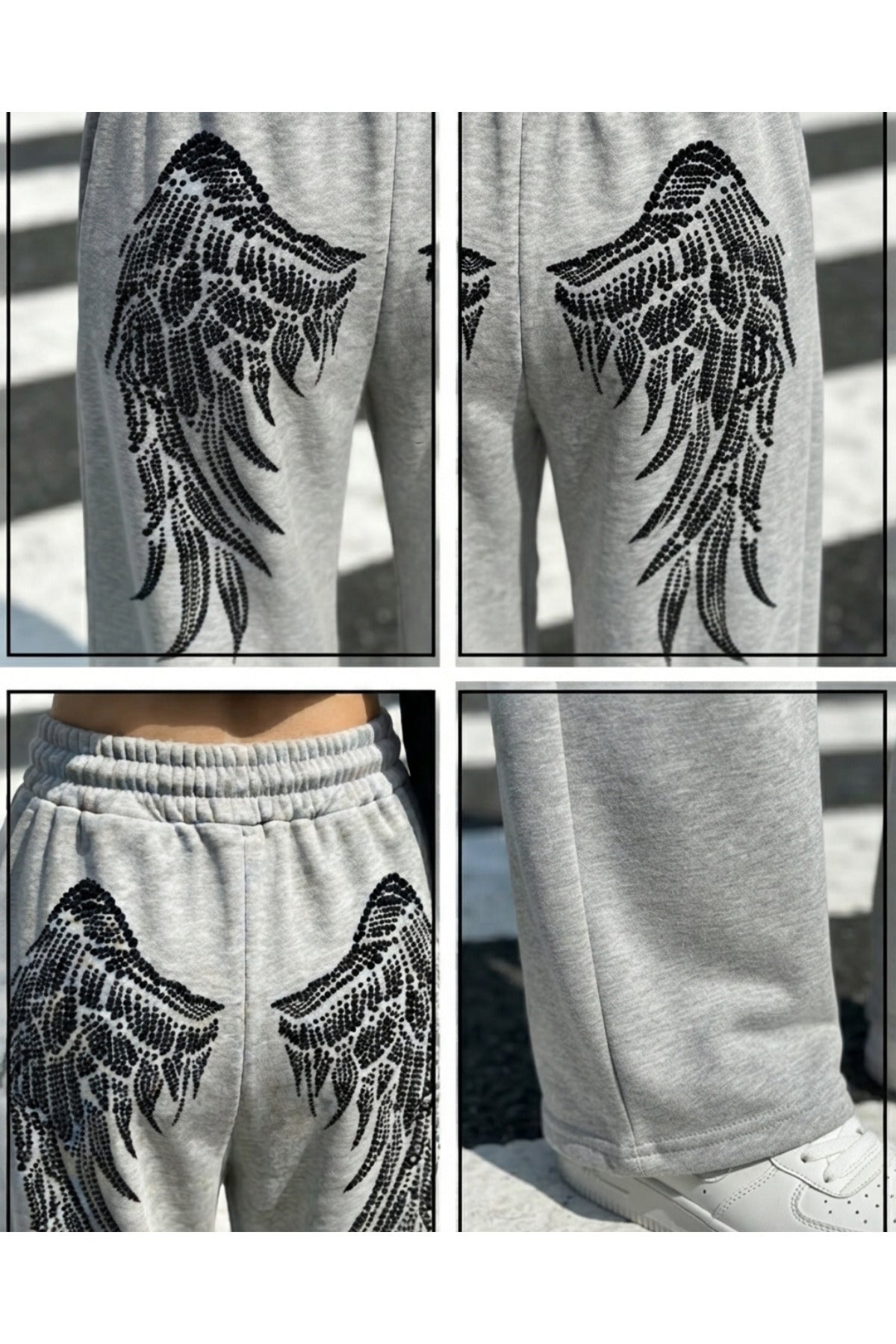 Angel Wings Baskılı Oversize Baggy Unisex Eşofman Altı