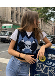 Gothic Skeleton Oversize Unisex Süveter - Siyah