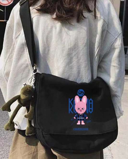 Kpop Serisi Stray Kids Changbin Baskılı Unisex Postacı Çantası