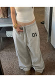 01 Number Baskılı Oversize Baggy Eşofman Altı